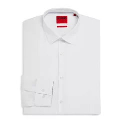 Best Pirce ⌛ HUGO Koey Cotton Slim Fit 👗 Dress 👚 Shirt Open White 👍