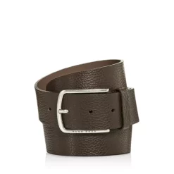 Discount 🤩 BOSS Hugo Boss Men's Sander Pebbled Leather Belt Dark Brown 🥰