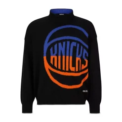 Best Pirce ✔️ BOSS Relaxed Fit Knicks 🏀 Basketball Sweater Black 🛒
