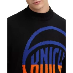 Best Pirce ✔️ BOSS Relaxed Fit Knicks 🏀 Basketball Sweater Black 🛒 -BOSS Hugo Boss Shop unnamed file 1177