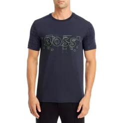 Budget 🔔 BOSS Slim Fit Glow In The Dark Logo Graphic Tee Dark Blue 🛒