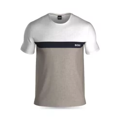 Budget 😀 BOSS Color Blocked Logo Graphic Tee Light Beige 🎁