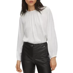 Top 10 🥰 BOSS Silk-Blend Pintuck Blouson Sleeve Top Vanilla Light ⭐