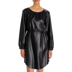 Best deal 😍 BOSS Dejala Belted Faux Leather 👗 Dress Black 🔔