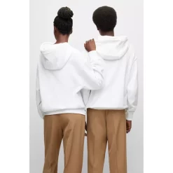 Best Sale 👏 BOSS Econy2 Relaxed Fit Logo Hoodie White 🎉 -BOSS Hugo Boss Shop unnamed file 128