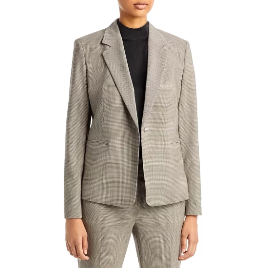 Buy π BOSS Wool Check Notch Lapel Blazer Beige Houndstooth π 1 Buy π BOSS Wool Check Notch Lapel Blazer Beige Houndstooth π