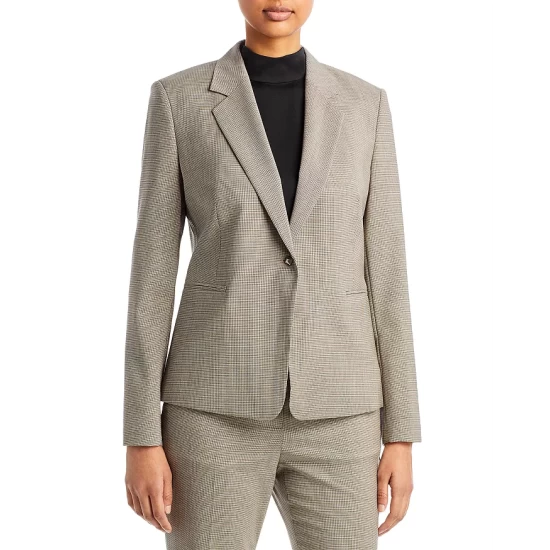 Buy π BOSS Wool Check Notch Lapel Blazer Beige Houndstooth π 3 Buy π BOSS Wool Check Notch Lapel Blazer Beige Houndstooth π - Image 3