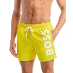 Best Sale ⌛ BOSS Octopus Logo 5" Swim Shorts Bright Yellow 🎁