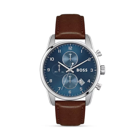 Deals π BOSS Hugo Boss Skymaster Chronograph, 44mm Blue/brown π 1 Deals π BOSS Hugo Boss Skymaster Chronograph, 44mm Blue/brown π