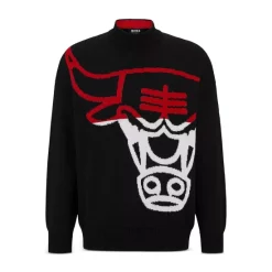 Cheap ✨ BOSS Relaxed Fit Chicago Bulls 🏀 Basketball Sweater Black 🎉