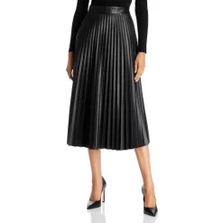 Best reviews of 👍 BOSS Vaplita Pleated Faux Leather Midi 👗 Skirt Black 😍
