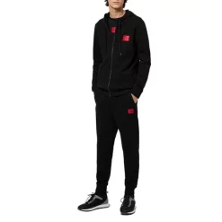 Best Sale 🎉 HUGO Daple French Terry Zip Front Hoodie & Doak French Terry Drawstring Sweatpants Dark Blue 🎉