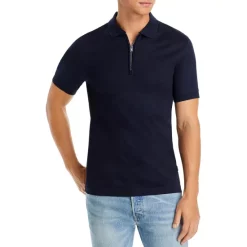 Best deal 🛒 BOSS Polston Quarter Zip Polo 👕 Shirt Dark Blue 👏