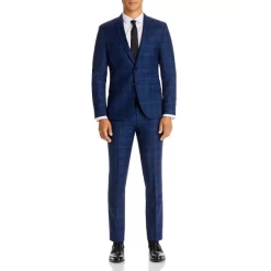 Deals ⭐ HUGO Blue Plaid Extra Slim Fit Suit Separates 🛒