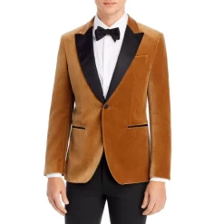 Deals 👏 BOSS Hutson Velvet Slim Fit Dinner Jacket Brown 🥰