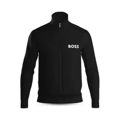 Outlet ✨ BOSS Ease Cotton Logo Print Full Zip Jacket Regular Fit Black 👍 -BOSS Hugo Boss Shop unnamed file 439