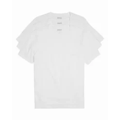 New 🌟 BOSS Classic Cotton Embroidered Logo Crewneck Tees, Pack Of 3 White 🧨
