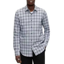 Budget 🥰 BOSS Cotton Blend Glen Check Sharp Fit 👗 Dress 👚 Shirt Blue 🎁 -BOSS Hugo Boss Shop unnamed file 505