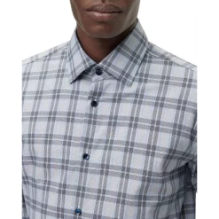 Budget 🥰 BOSS Cotton Blend Glen Check Sharp Fit 👗 Dress 👚 Shirt Blue 🎁 -BOSS Hugo Boss Shop unnamed file 507