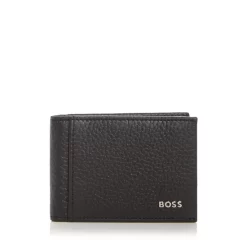 Buy 😉 BOSS Hugo Boss Crosstown Leather Money Clip Card Case Black 😍