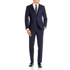 Best Sale ❤️ BOSS H-Huge Melange Solid Slim Fit 3-Piece Suit Navy 😉