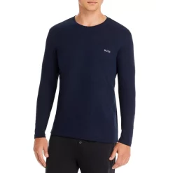 Best reviews of 👍 BOSS Cotton Blend Waffle Knit Embroidered Logo Long Sleeve Tee 👏