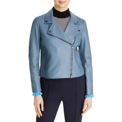 Promo 😍 BOSS Saleli Leather Jacket Open Blue 🎁 -BOSS Hugo Boss Shop unnamed file 595
