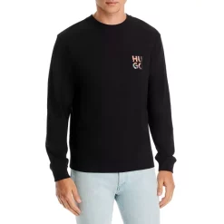 Cheap ⭐ HUGO Doonshine Long Sleeve Graphic Tee Black 🌟