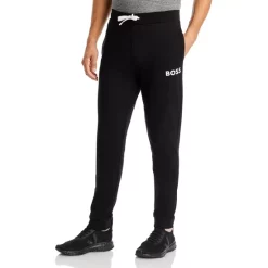 Cheap 👍 BOSS Ease Cotton Logo Print Joggers Regular Fit Black ✔️