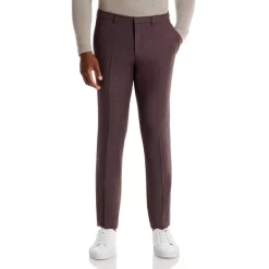 Coupon 😍 HUGO Hesten Micro Pattern Extra Slim Fit Suit Pants Burgundy 😍