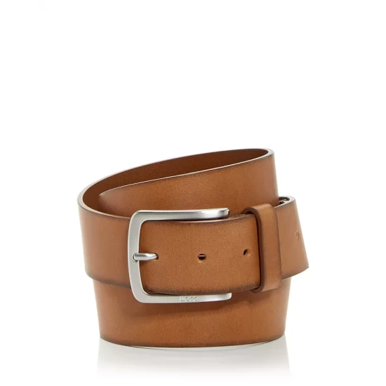 Outlet ❤️ BOSS Hugo Boss Men's Burnished Leather Belt Medium Brown ✨ 1 Outlet ❤️ BOSS Hugo Boss Men's Burnished Leather Belt Medium Brown ✨