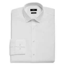 Outlet 👍 BOSS Basic Solid Slim Fit 👗 Dress 👕 Shirt Light Blue 👍