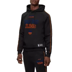 Brand new 🥰 BOSS New York Knicks WBounce NBA 1023 Cotton Blend Flocked Logo Print Regular Fit Hoodie Black 🎉 -BOSS Hugo Boss Shop unnamed file 852