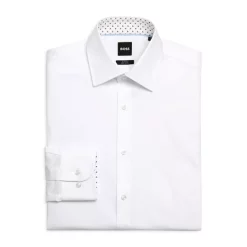 Top 10 🧨 BOSS H-Hank-Kent-C3-214 1 Cotton Contrast Trim Slim Fit 👗 Dress 👚 Shirt White 👏