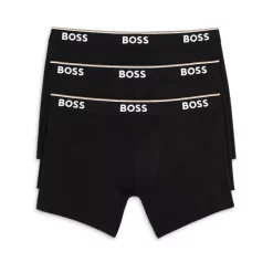 Deals 🧨 BOSS Power Cotton Blend Boxer Briefs, Pack Of 3 Black ✔️