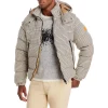 Cheapest 🧨 BOSS Dolson Houndstooth Down Puffer Jacket Medium Beige 😉