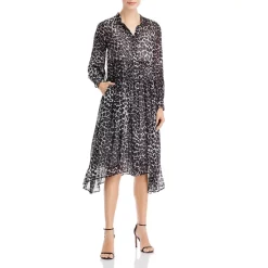 Best Pirce 👏 BOSS Dileora Printed 👗 Dress Black Coffee Leo Print 👍